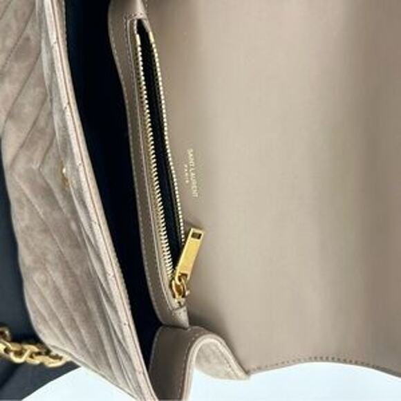 Women's Saint Laurent Ysl quilted medium suede shoulder Bag made in Italy - Picture 11 of 16
